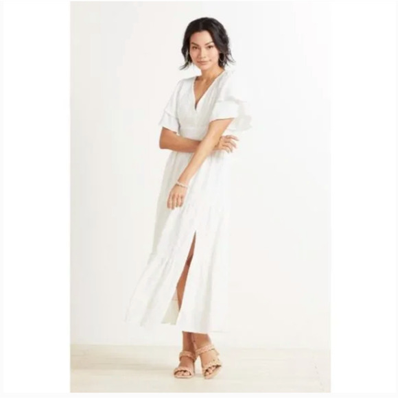 Line and Dot Skylar Midi White Dress Size Medium - Picture 1 of 11